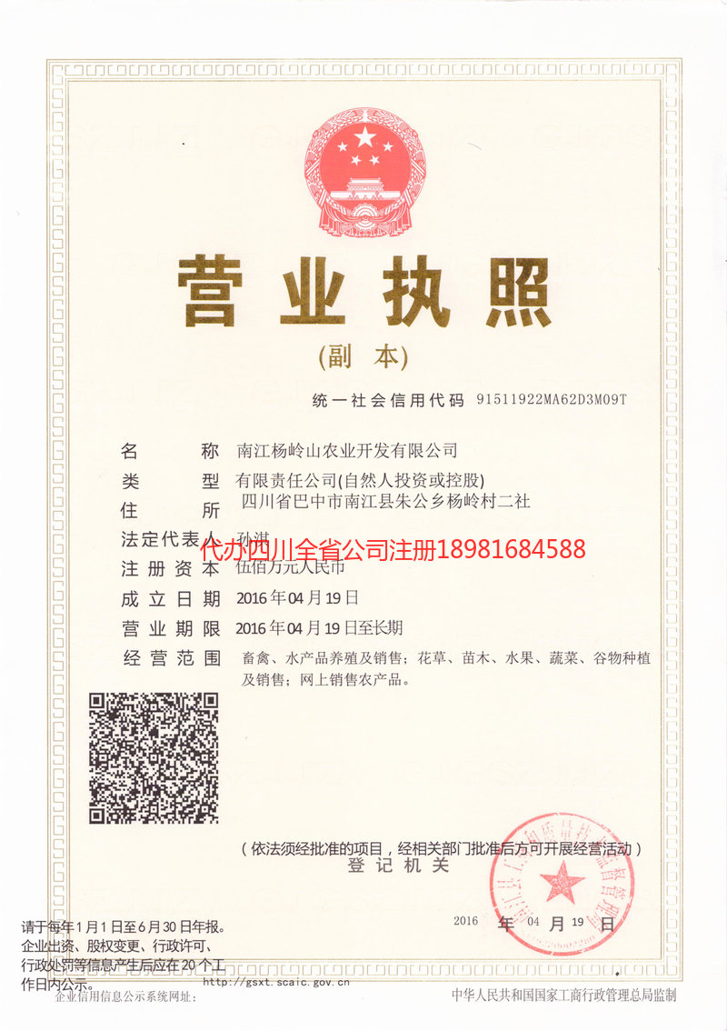 漳平漳平杨岭山农业开发有限公司